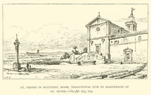 St Pietro in Montorio, Řím, tradiční místo mučednictví svatého Petra (rytina) od Henry William Brewer