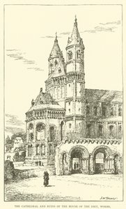 Katedrála a ruiny sněmovního domu, Worms (rytina) od Henry William Brewer
