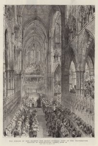 Jubileum Jejího Veličenstva královny, celkový pohled na bohoslužbu díkůvzdání ve Westminsterském opatství, 21. června