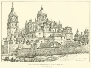 Staré a nové katedrály, Salamanca (rytina) od Henry William Brewer