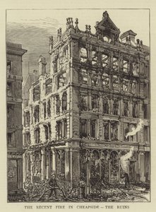 Nedávný požár v Cheapside, v ruinách od Henry William Brewer