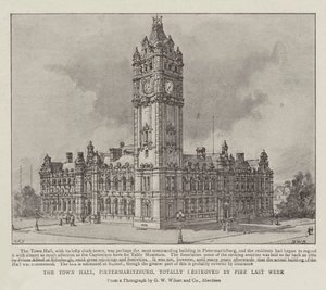Radnice, Pietermaritzburg, minulý týden zcela zničena požárem od Henry William Brewer