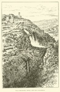 Villa Mecenate, Tivoli a Cascatelle (rytina) od Henry William Brewer