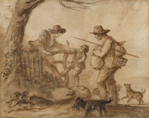 A Rustic Family, cca 1780 (pero, štětec a sépiový inkoust na papíře) od Henry William Bunbury