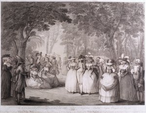 The Gardens of Carlton House s neapolskými baladami, vyryl William Dickinson (1746-1823), 1784 od Henry William Bunbury