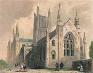 Worcesterská katedrála, North West View, 1836