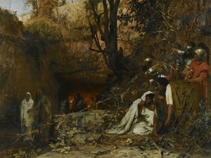 Křesťanští pronásledovatelé u vchodu do katakomb, 1874 od Henryk Siemiradzki