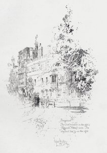 Brasenose College, Oxford, ukazující pokoj anglického duchovního a spisovatele Reginalda Hebera (litho) od Herbert (after) Railton