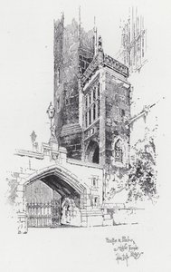 Bridge and Portch to Middle Temple Library (rytina) od Herbert (after) Railton