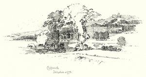 Chatsworth, Derbyshire, v roce 1775 (litho) od Herbert (after) Railton