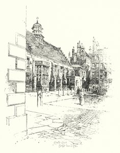 Coney Court, Grays Inn, v roce 1780 (litho) od Herbert (after) Railton