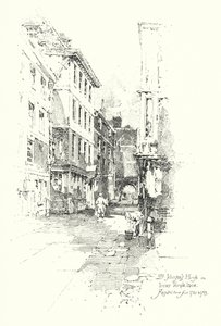 Dům doktora Johnsona, Inner Temple Lane, tam sídlil v letech 1760 až 1765 (litho) od Herbert (after) Railton