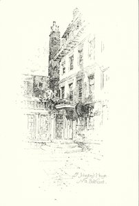 Dům doktora Johnsona, Bolt Court č. 8, Londýn (litho) od Herbert (after) Railton
