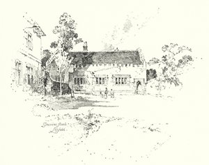 Gymnázium, Lichfield, kam chodil doktor Johnson do školy (litho) od Herbert (after) Railton