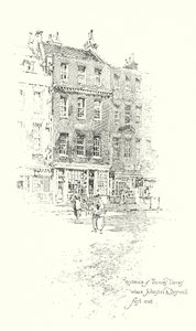 Sídlo Thomase Daviese, Londýn, kde se Dr. Johnson a James Boswell poprvé setkali (litho) od Herbert (after) Railton