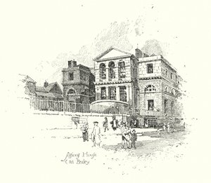 Sessions House, Old Bailey, Londýn (litho) od Herbert (after) Railton