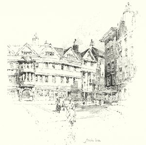 Staple Inn, Londýn (litho) od Herbert (after) Railton