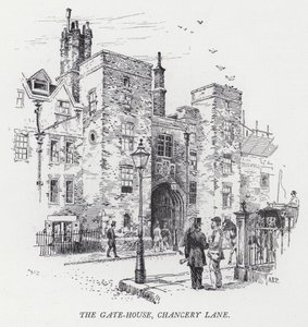 The Gate-House, Chancery Lane (rytina) od Herbert (after) Railton