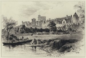Hrad Windsor z pobřeží Berkshire (rytina) od Herbert (after) Railton