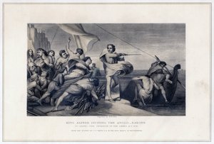Král Alfred Podněcuje Anglosasy k odrazení invaze Dánů, 896, c1847
