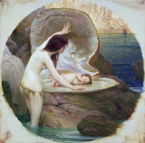 A Water Baby, cca 1900 (olej na plátně) od Herbert James Draper