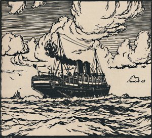 Parník na moři, 1919 od Herbert Kerr Rooke