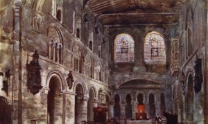 Interiér sv. Bartoloměje před restaurováním (barevné lito) od Herbert Menzies (after) Marshall