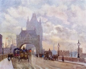 Na Tower Bridge (barevné lito) od Herbert Menzies (after) Marshall