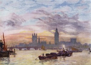 Westminster Towers (barevné lito) od Herbert Menzies (after) Marshall