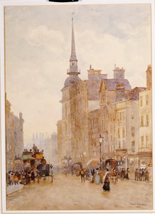 Pohled dolů Ludgate Hill ze schodů St. Paul
