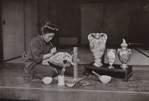 Malíř keramiky (černobílá fotografie) od Herbert Ponting