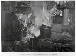 Oates & Meares u kotle na tuk ve stájích, 1911 od Herbert Ponting