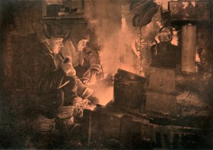 Oates a Meares v kotli na tuk ve stájích, 1911, 1913 od Herbert Ponting
