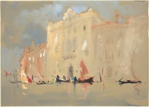 Gondoly před palácem na Canal Grande v Benátkách od Hercules Brabazon Brabazon
