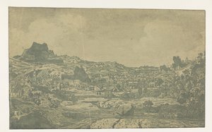 Údolí s řekou a město se čtyřmi věžemi od Hercules Segers