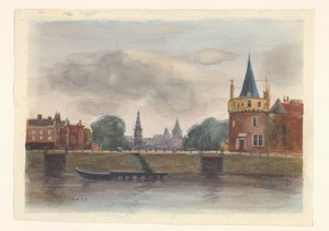 Pohled na Schreierstoren v Amsterdamu od Herman Eduard Knaake (signed by artist)