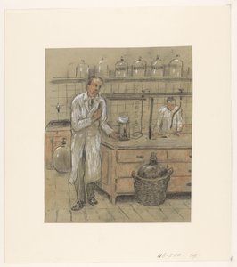 Dva muži v laboratoři od Herman Heijenbrock (possibly)