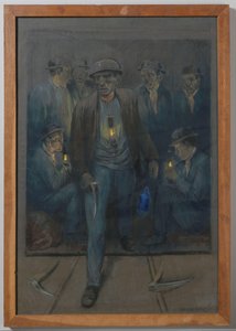 Horníci opouštějí šachtovou klec od Herman Heijenbrock