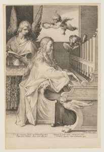 Svatá Cecílie hrající na varhany se dvěma anděly od Herman Jansz. Muller