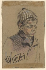 Chlapec s bundou a kloboukem od Herman Kruyder (signed by artist)
