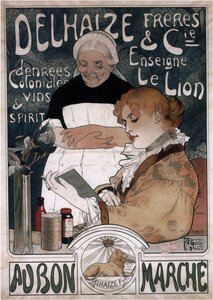 Reklamní plakát pro sušenky Delhaize Frères & Cie, 1900