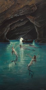 Rybář a mořské panny v Modré jeskyni na Capri