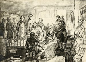 Abraham Lincoln na smrtelné posteli, kolem roku 1865 od Hermann Faber