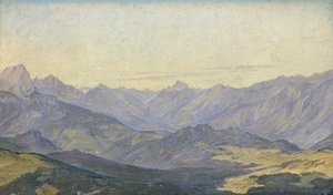 Horské údolí v Oberbayern, 1829 (olej na papíře)