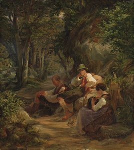Tři Horní Bavorové odpočívající na alpské stezce, 1841