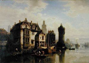 Pohled na Rotterdam (olej na panelu) od Hermann Meyerheim