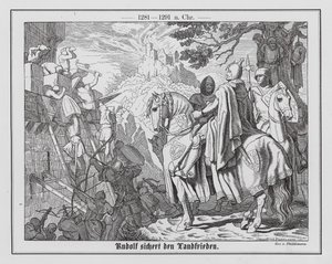 Německý král Rudolf I. zajišťuje mír ve svých zemích od Hermann Pluddemann