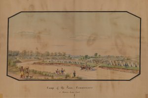 Tábor mírových komisařů v Medicine Lodge Creek, 1867.
