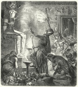 Mladý egyptský faraon v chrámu od Hermann Vogel
