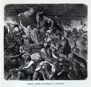 Attila po jeho porážce u Soissons, 1882 od Hermann Vogel